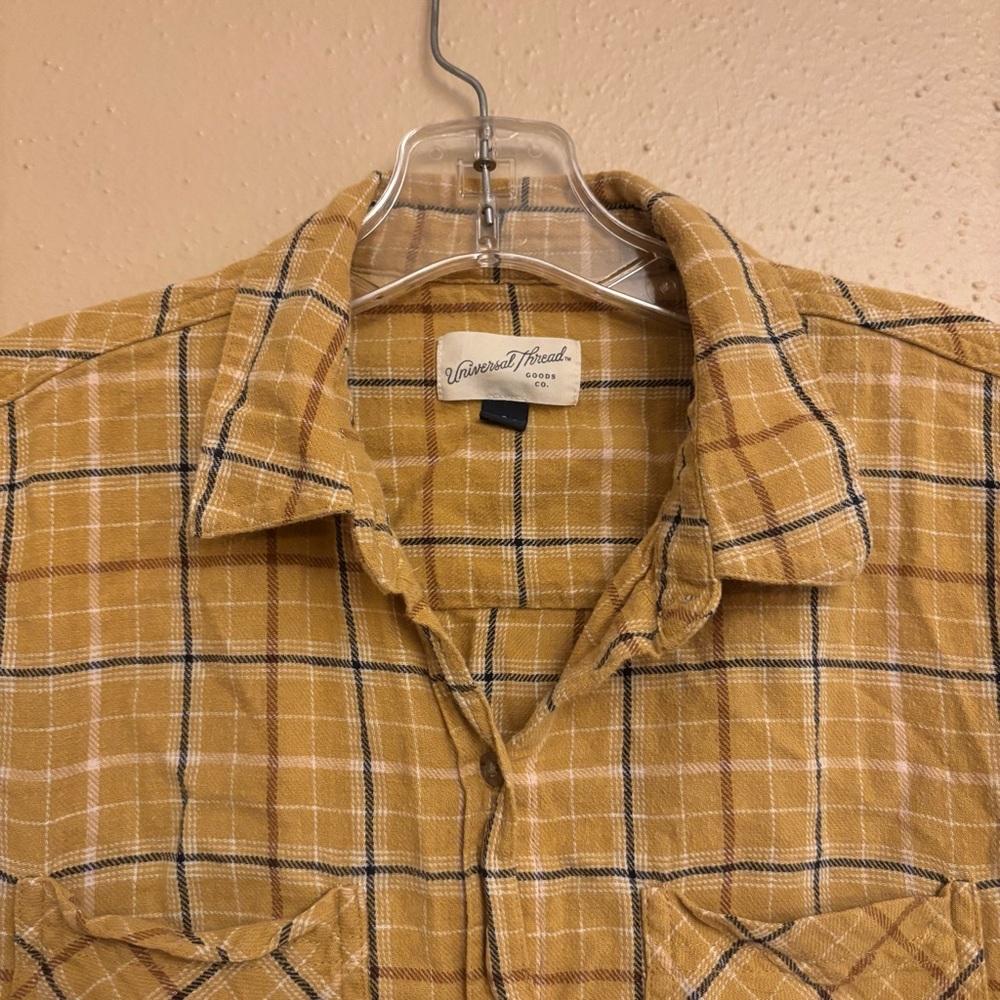 Universal Thread Yellow Plaid Button Down - image 8